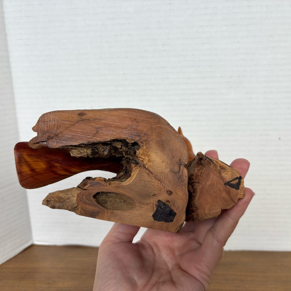 Handcrafted Wooden Bird Figurines On Rustic Wood Artsy Beachy MCM - Picture 10 of 11